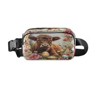 Sac banane pour homme et femme - Motif vache des Highlands - Œufs de Pâques - Sac banane pour la marche, la course, le cyclisme, la randonnée, les voyages, l'entraînement avec sangle réglable, C945,