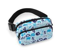 Sac banane pour homme et femme - Petit sac à bandoulière bleu avec règle d'impression mathématique pour homme et femme, sac banane pour entraînement, course à pied, voyage avec sangle réglable