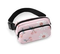 Sac banane pour homme et femme - Petit sac à bandoulière mignon avec motif marguerites roses pour homme et femme, sac banane pour entraînement, course à pied, voyage avec sangle réglable
