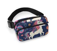 Sac banane pour homme et femme - Petit sac à dos à bandoulière - Éléphant d'Afrique, Cheval et arc-en-ciel, 20x13cm