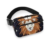 Sac banane pour homme et femme - Petit sac à dos à bandoulière - Éléphant d'Afrique, Lion et étoiles, 20x13cm