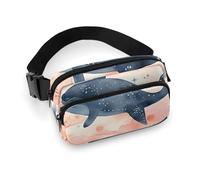 Sac banane pour homme et femme - Petit sac à dos à bandoulière en bois texturé, Animaux marins., 20x13cm