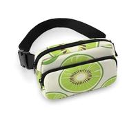 Sac banane pour homme et femme - Petit sac à dos à bandoulière - Motif cœur fluo, Quelques tranches de kiwi, 20x13cm