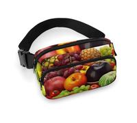 Sac banane pour homme et femme - Petit sac à dos à bandoulière - Motif feuilles d'automne, Variété de fruits et légumes frais., 20x13cm