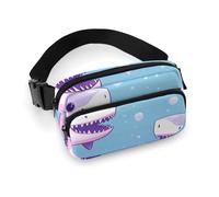 Sac banane pour homme et femme - Petit sac à dos à bandoulière - Motif fruit de dragon rouge, Motif requin de dessin animé, 20x13cm