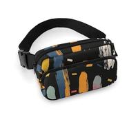 Sac banane pour homme et femme - Petit sac à dos à bandoulière - Motif pois et filles, Motif de coup de pinceau coloré, 20x13cm