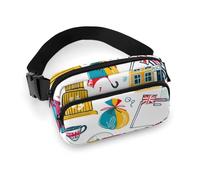 Sac banane pour homme et femme - Petit sac à dos à bandoulière pour garçon et chiot, Motif London Elements, 20x13cm