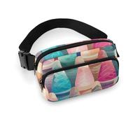 Sac banane pour homme et femme - Petit sac à dos à bandoulière - Sac banane coloré pour crème glacée, Glace colorée., 20x13cm