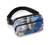 Sac banane pour homme et femme - Petit sac à dos à bandoulière - Sac banane papillon, Sea to Shining Sea Patriotic, 20x13cm