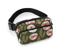 Sac banane pour homme et femme - Petit sac à dos à bandoulière - Tranches de citron jaune, Fleurs Vert Olive, 20x13cm