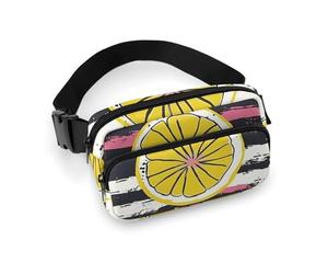 Sac banane pour homme et femme - Petit sac à dos à bandoulière - Tranches de citron jaune, Tranches de citron jaune, 20x13cm