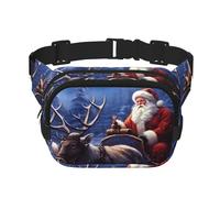 Sac banane pour homme et femme, petit sac banane tendance à bandoulière léger pour la nuit, le Père Noël et le cerf pour la course à pied, l'entraînement, la randonnée, les voyages