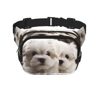 Sac banane pour homme et femme, petit sac banane tendance à bandoulière léger, sac banane mignon chiot maltais pour la course à pied, l'entraînement, la randonnée, les voyages