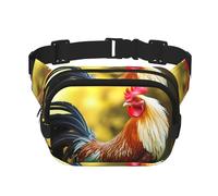 Sac banane pour homme et femme - Petit sac banane tendance - Léger - Beau coq - Pour la course à pied, l'entraînement, la randonnée, les voyages