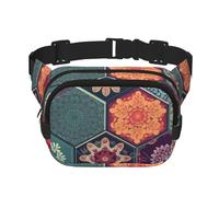 Sac banane pour homme et femme - Petit sac banane tendance - Léger - Beau sac banane hexagonal fleuri pour la course à pied, l'entraînement, la randonnée, les voyages