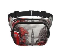 Sac banane pour homme et femme - Petit sac banane tendance - Léger - Rouge - London Street - Pour la course à pied, l'entraînement, la randonnée, les voyages