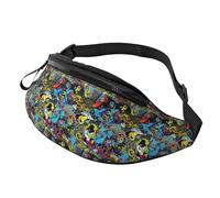 Sac banane pour homme et femme, sac à bandoulière élégant avec bandoulière réglable, version moderne graffiti Q, sac banane pour l'extérieur, les voyages, le sport, la course à pied