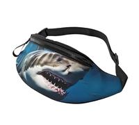 Sac banane pour homme et femme - Sac à dos à bandoulière partout - Motif marguerite bleue, Superbe requin blanc., Taille unique