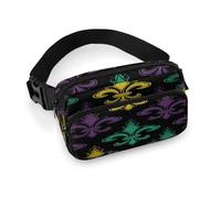 Sac banane pour homme et femme - Sac banane 3D motif fleur de lys Mardi Gras avec sangle réglable - Cadeau de remise de diplôme