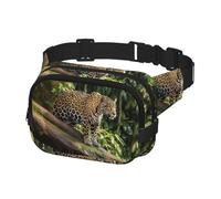 Sac banane pour homme et femme - Sac banane avec sangle réglable - Motif chat jaguar sur un tronc d'arbre