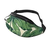 Sac banane pour homme et femme, sac banane botanique à motif feuillage vert avec sangle réglable, noir, taille unique, Noir , Taille unique