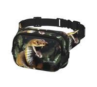 Sac banane pour homme et femme - Sac banane Cobra Snake avec sangles réglables - Sac de poitrine de voyage à bandoulière - Noir - Taille unique, Noir , Taille unique