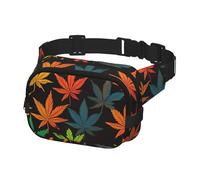 Sac banane pour homme et femme - Sac banane coloré avec motif feuilles de cannabis - Avec sangle réglable