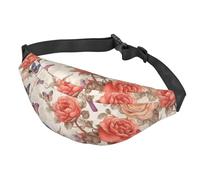 Sac banane pour homme et femme - Sac banane décontracté étanche - Motif tête de vache - Noir et blanc - Pour la course à pied, le voyage et le sport, Papillon romantique et fantaisie, Taille unique