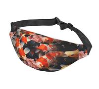 Sac banane pour homme et femme - Sac banane décontracté étanche - Sac banane japonais pour sushi crevettes - Pour la course à pied, le voyage et le sport, Poissons à la carpe japonais, Taille unique