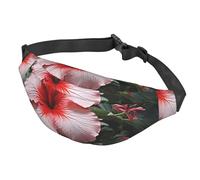 Sac banane pour homme et femme - Sac banane décontracté étanche - Sac banane japonais pour sushi crevettes - Pour la course à pied, le voyage et le sport, Fleur d'hibiscus, Taille unique