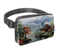 Sac banane pour homme et femme - Sac banane fin pour la marche, le jogging, la randonnée, les voyages, l'entraînement - Peinture du temple du mont Fuji, multicolore, 1.5x9.0x5.9in/4x23x15cm, Sacs