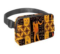 Sac banane pour homme et femme - Sac banane fin pour la marche, le jogging, la randonnée, les voyages, l'entraînement - Dieux hiéroglyphes de l'Égypte antique, multicolore, 1.5x9.0x5.9in/4x23x15cm,