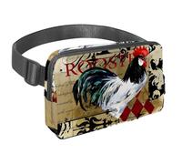 Sac banane pour homme et femme - Sac banane fin pour la marche, le jogging, la randonnée, les voyages, l'entraînement - Affiche vintage de coq, multicolore, 1.5x9.0x5.9in/4x23x15cm, Sacs banane