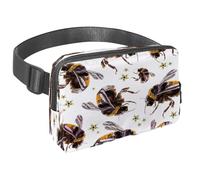 Sac banane pour homme et femme - Sac banane fin pour la marche, le jogging, la randonnée, les voyages, l'entraînement - Bourdons brodés et fleurs, multicolore, 1.5x9.0x5.9in/4x23x15cm, Sacs banane
