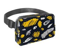Sac banane pour homme et femme - Sac banane fin pour la marche, le jogging, la randonnée, les voyages, l'entraînement - Gribouillis abstraits, multicolore, 1.5x9.0x5.9in/4x23x15cm, Sacs banane