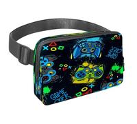 Sac banane pour homme et femme - Sac banane fin pour la marche, le jogging, la randonnée, les voyages, l'entraînement - Joystick sur fond grunge, multicolore, 1.5x9.0x5.9in/4x23x15cm, Sacs banane