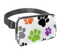 Sac banane pour homme et femme - Sac banane fin pour la marche, le jogging, la randonnée, les voyages, l'entraînement - Patte d'animal colorée, multicolore, 1.5x9.0x5.9in/4x23x15cm, Sacs banane