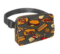 Sac banane pour homme et femme - Sac banane fin pour la marche, le jogging, la randonnée, les voyages, l'entraînement - Fast Foods Hamburger Pizza Hot-Dog, multicolore, 1.5x9.0x5.9in/4x23x15cm, Sacs
