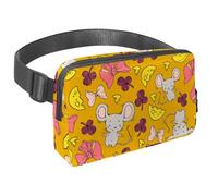 Sac banane pour homme et femme - Sac banane fin pour la marche, le jogging, la randonnée, les voyages, l'entraînement - Souris mignonnes avec fromage et nœud papillon, multicolore,