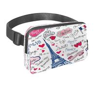 Sac banane pour homme et femme - Sac banane fin pour la marche, le jogging, la randonnée, les voyages, l'entraînement - mots de voyage en France, multicolore, 1.5x9.0x5.9in/4x23x15cm, Sacs banane