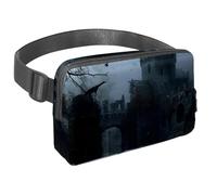 Sac banane pour homme et femme - Sac banane fin pour la marche, le jogging, la randonnée, les voyages, l'entraînement - Corbeaux sur château d'abandon, multicolore, 1.5x9.0x5.9in/4x23x15cm, Sacs