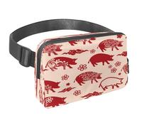 Sac banane pour homme et femme - Sac banane fin pour la marche, le jogging, la randonnée, les voyages, l'entraînement - Bonne année chinoise du cochon, multicolore, 1.5x9.0x5.9in/4x23x15cm, Sacs