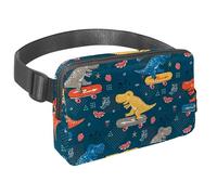Sac banane pour homme et femme - Sac banane fin pour la marche, le jogging, la randonnée, les voyages, l'entraînement - Dinasaur Skater, multicolore, 1.5x9.0x5.9in/4x23x15cm, Sacs banane