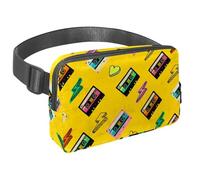 Sac banane pour homme et femme - Sac banane fin pour la marche, le jogging, la randonnée, les voyages, l'entraînement - Ruban cassette rétro vintage, multicolore, 1.5x9.0x5.9in/4x23x15cm, Sacs banane