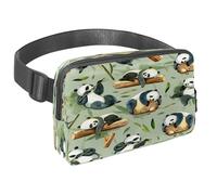 Sac banane pour homme et femme - Sac banane fin pour la marche, le jogging, la randonnée, les voyages, l'entraînement - Panda aquarelle sur piquets en pierre, multicolore, 1.5x9.0x5.9in/4x23x15cm,