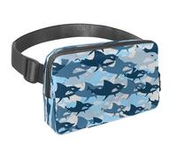 Sac banane pour homme et femme - Sac banane fin pour la marche, le jogging, la randonnée, les voyages, l'entraînement - Armée, requin, prédateur, multicolore, 1.5x9.0x5.9in/4x23x15cm, Sacs banane