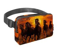 Sac banane pour homme et femme - Sac banane fin pour la marche, le jogging, la randonnée, les voyages, l'entraînement - Chevaux au galop, multicolore, 1.5x9.0x5.9in/4x23x15cm, Sacs banane