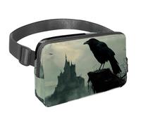 Sac banane pour homme et femme - Sac banane fin pour la marche, le jogging, la randonnée, les voyages, l'entraînement - Corbeau sur souche, multicolore, 1.5x9.0x5.9in/4x23x15cm, Sacs banane