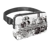 Sac banane pour homme et femme - Sac banane fin pour la marche, le jogging, la randonnée, les voyages, l'entraînement - Pompe à vapeur vintage sur le chariot, multicolore, 1.5x9.0x5.9in/4x23x15cm,