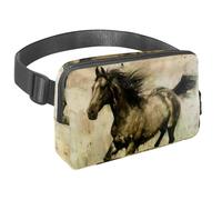Sac banane pour homme et femme - Sac banane fin pour la marche, le jogging, la randonnée, les voyages, l'entraînement - Cheval au galop, multicolore, 1.5x9.0x5.9in/4x23x15cm, Sacs banane